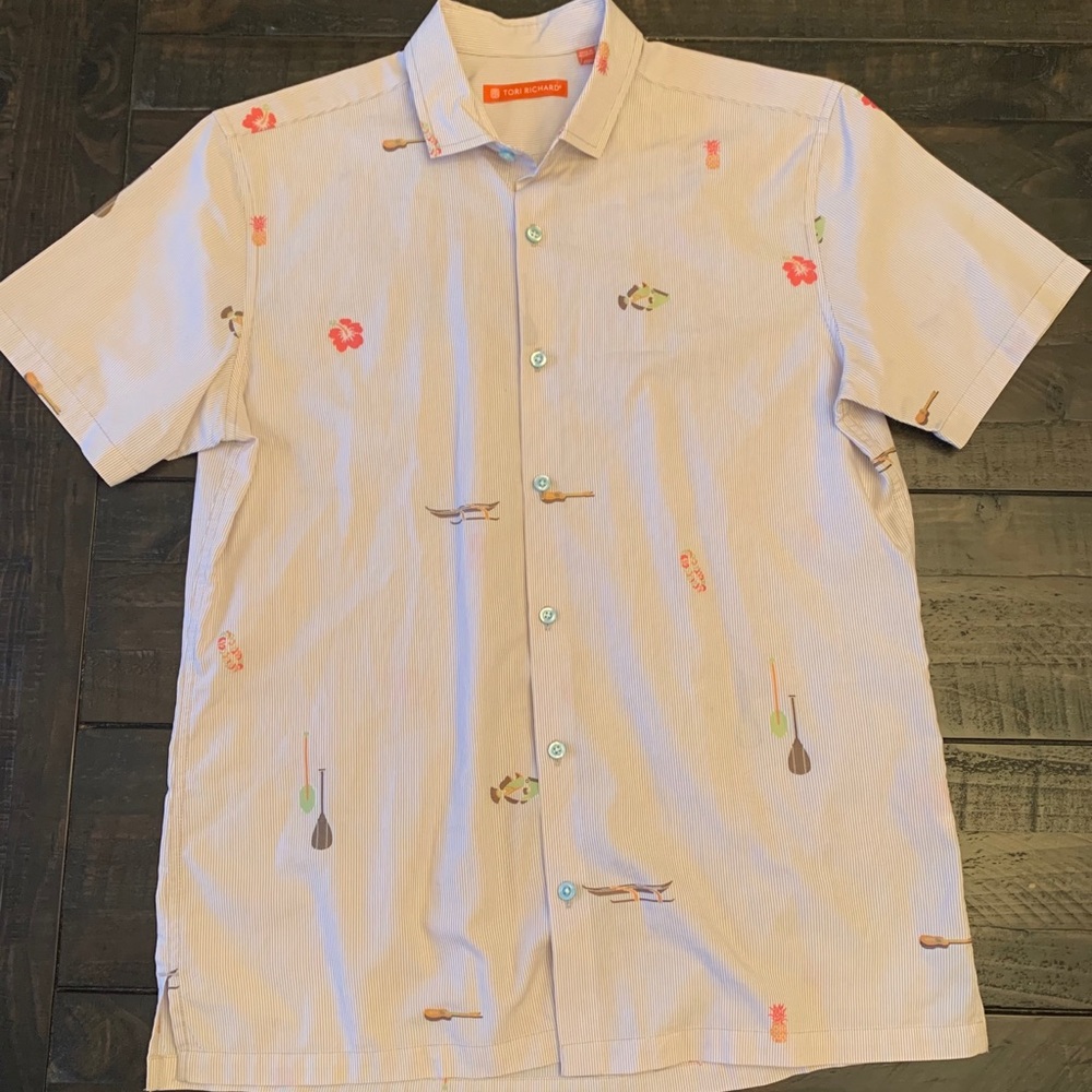 Tori Richard Local Stripes Button Up Tee